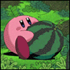 Kirby eats a melon